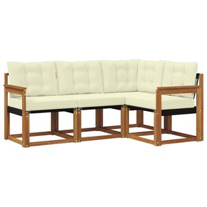 vidaXL Z&aacute;hradn&aacute; s&uacute;prava gaučov s vank&uacute;&scaron;om 4 pcs Pr&iacute;rodn&aacute; a kr&eacute;mov&aacute;