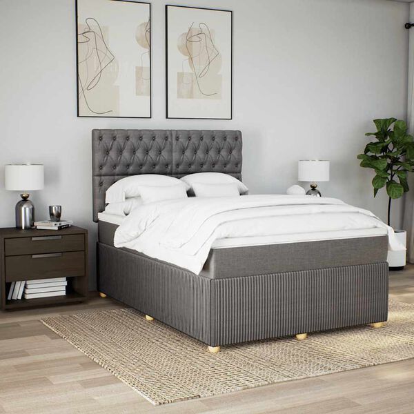 vidaXL Posteľn&yacute; r&aacute;m boxspring s matracom sivohned 160x200 cm l&aacute;tka