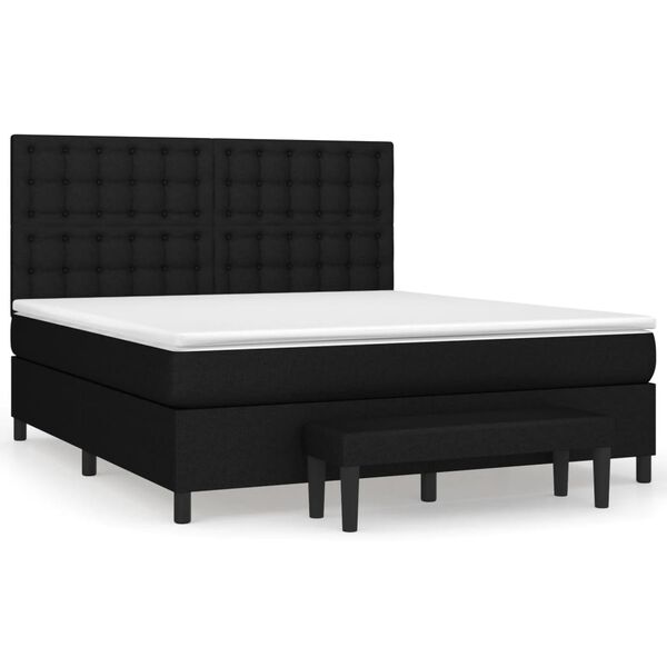 vidaXL Posteľn&yacute; r&aacute;m boxspring s matracom čierny 160x200 cm l&aacute;tka