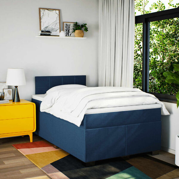 vidaXL Boxspring posteľ s matracom modrá 120x190 cm látka