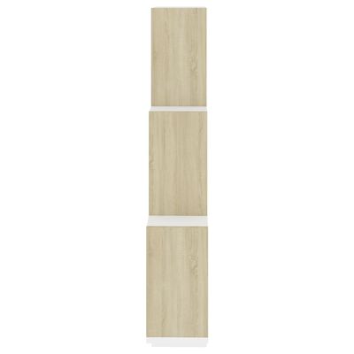 vidaXL Nástenná polica, kocky biela+sonoma 78x15x93cm kompozitné drevo