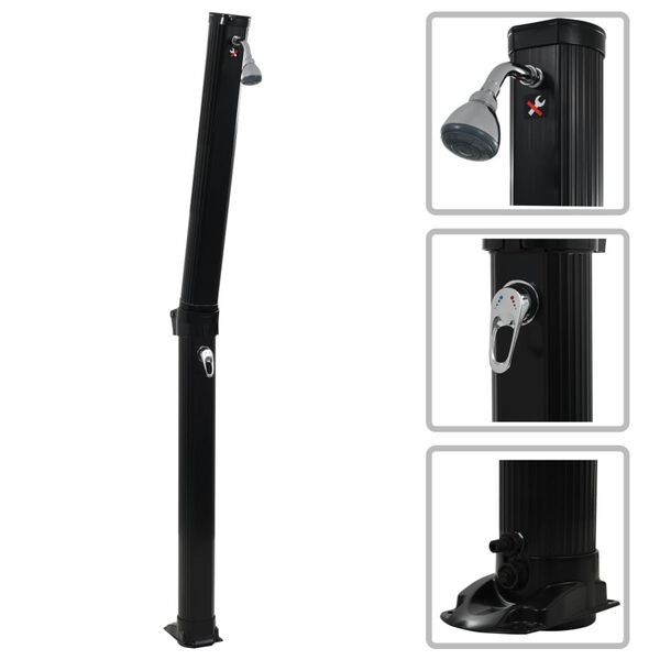 vidaXL Skladacia sol&aacute;rna sprcha, čierna 214 cm 23 l