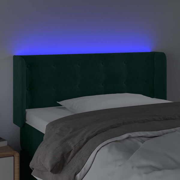 vidaXL Čelo postele s LED tmavozelen&eacute; 83x16x78/88 cm zamat