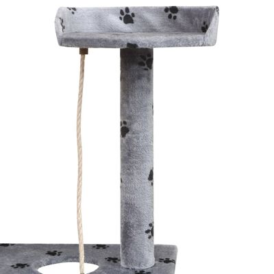 vidaXL Škrabadlo pre mačky so sisalovými stĺpikmi, 150 cm, sivé s potlačou labiek