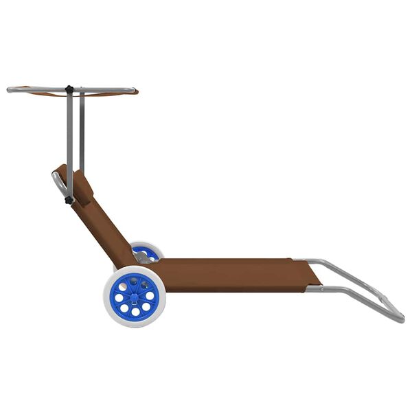 vidaXL Skladacie ležadlo so strie&scaron;kou a kolieskami, oceľ, sivohned&eacute;