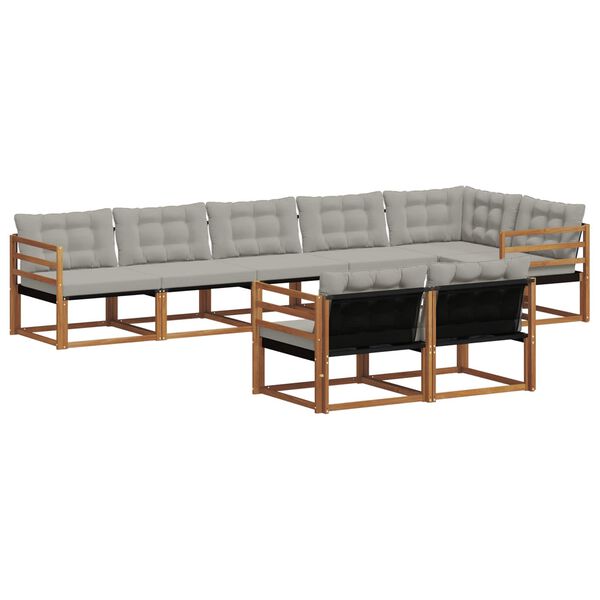 vidaXL Z&aacute;hradn&aacute; s&uacute;prava gaučov s vank&uacute;&scaron;om 8 pcs Pr&iacute;rodn&aacute; a svetlosiv&aacute;