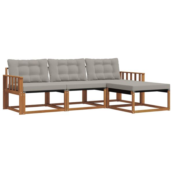 vidaXL Z&aacute;hradn&aacute; s&uacute;prava gaučov s vank&uacute;&scaron;om 4 pcs Pr&iacute;rodn&aacute; a svetlosiv&aacute;