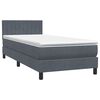 vidaXL Posteľn&yacute; r&aacute;m boxspring s matracom tmavosiv&yacute; 80x210 cm zamat