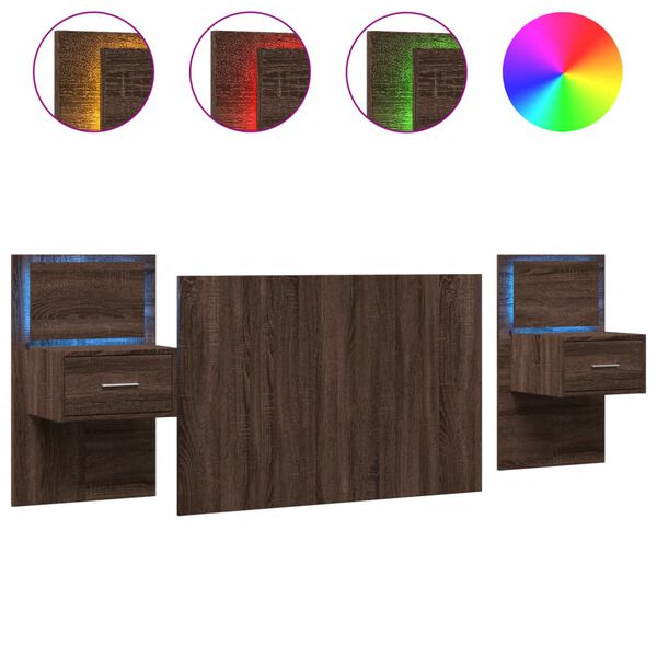 vidaXL Čelo postele so skrinkami hned&yacute; dub 120 cm kompozitn&eacute; drevo