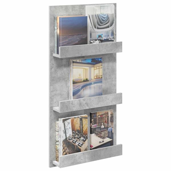 vidaXL Reg&aacute;l na časopisy s poličkou Bet&oacute;nov&aacute; &scaron;ed&aacute; 51 x 11 x 102 cm