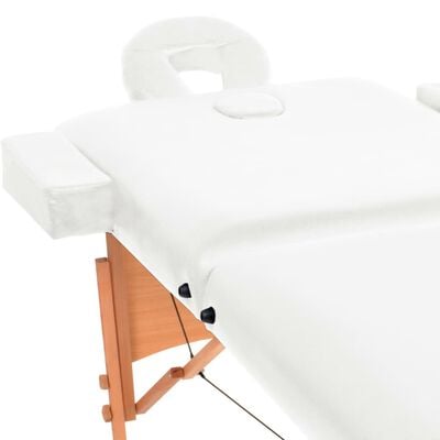 vidaXL Skladací masážny stôl, 2 zóny, 10 cm hrubý, biely