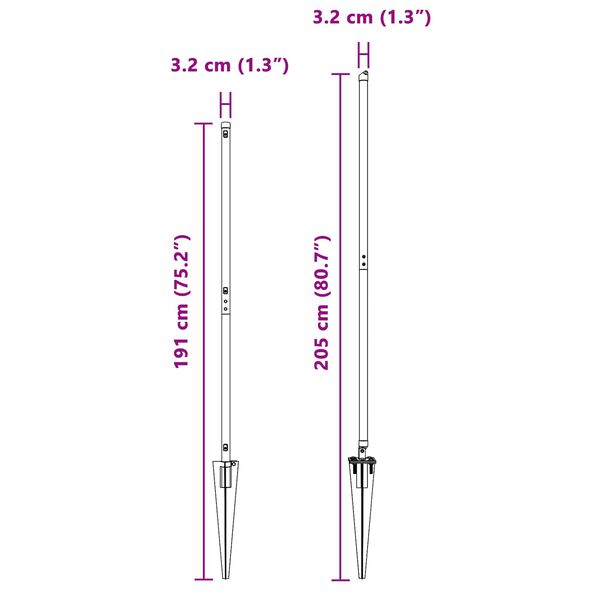 vidaXL Stĺp na plot. Iný 52 pcs Sivá 3,2 x 3,2 x 160 cm Oceľ