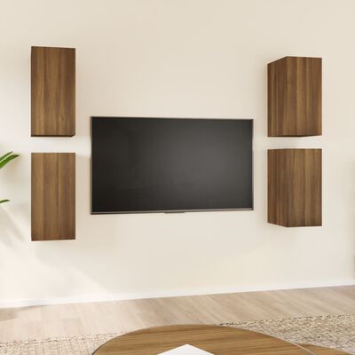 vidaXL TV skrinky 4 ks hnedý dub 30,5x30x60 cm spracované drevo