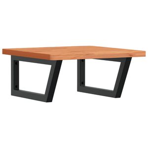 vidaXL Polica pod umývadlo nástenná oceľ a bukový masív