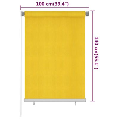 vidaXL Vonkajšia zatemňovacia roleta 100x140 cm žltá HDPE
