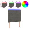 vidaXL Čelo postele s LED tmavosiv&eacute; 100x5x118/128 cm zamat