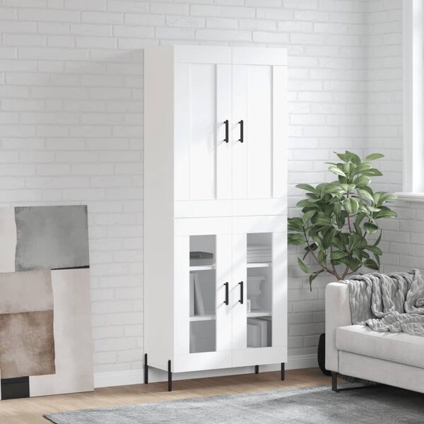 vidaXL Vysok&aacute; skrinka biela 69,5x34x180 cm spracovan&eacute; drevo