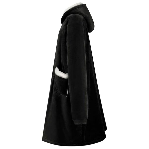 vidaXL Mikina s kapucňou Čierna s Fleece a flanel