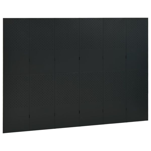 vidaXL Parav&aacute;n so 6 panelmi, čierny 240x180 cm oceľ