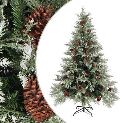 vidaXL Vianočný stromček a borovicové šišky zelený 150 cm PVC a PE