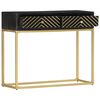 vidaXL Konzolový stolík, čierno zlatý 90x30x75 cm, mangový masív
