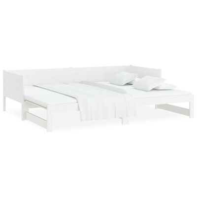 vidaXL Rozkladacia denná posteľ biela borovicový masív 2x(90x190) cm