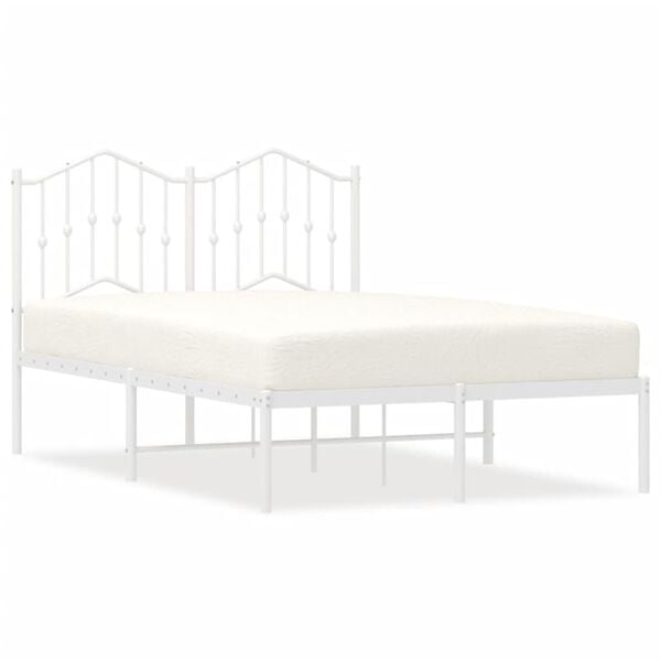 vidaXL Kovový rám postele s čelom biely 120x190 cm