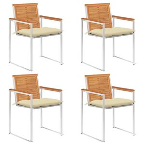 vidaXL Z&aacute;hradn&eacute; stoličky 4 ks s podložkami ak&aacute;ciov&yacute; mas&iacute;v