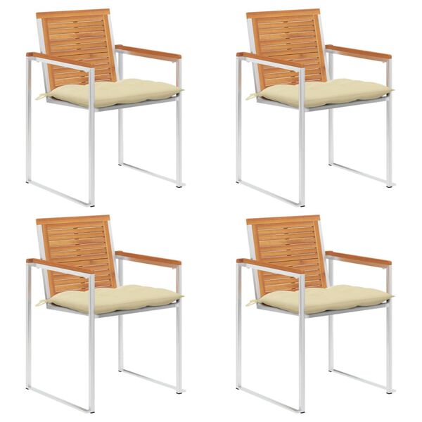 vidaXL Z&aacute;hradn&eacute; stoličky 4 ks s podložkami ak&aacute;ciov&yacute; mas&iacute;v