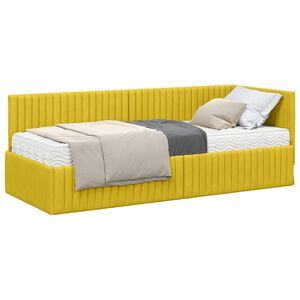 vidaXL Rohov&yacute; r&aacute;m postele s matracom 2 ks Žlt&aacute; 80 x 200 cm Zamat