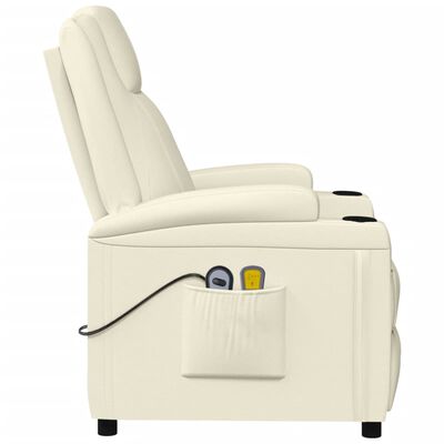 vidaXL Elektrické masážne kreslo, krémovo biele, umelá koža