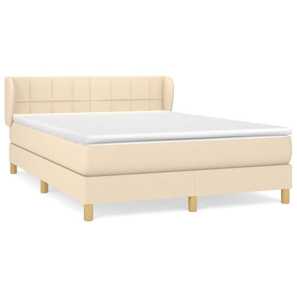 vidaXL Posteľn&yacute; r&aacute;m boxspring s matracom kr&eacute;mov&yacute; 140x200 cm l&aacute;tka
