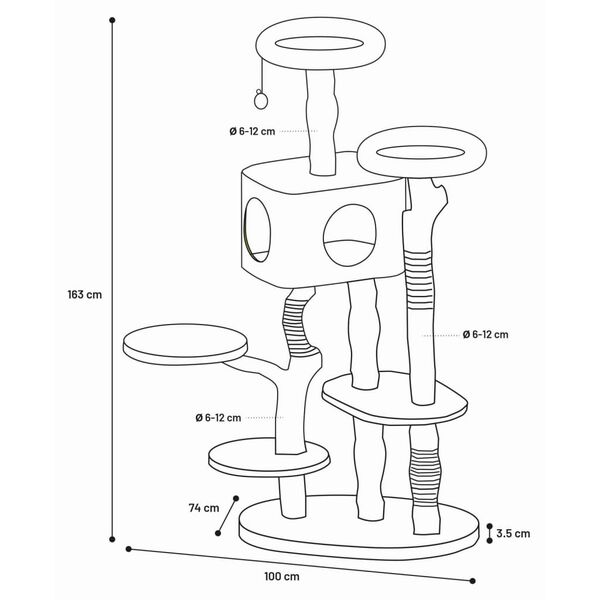 FLAMINGO &Scaron;krabadlo pre mačky Yuna 100x74x163 cm biele a pr&iacute;rodn&eacute;