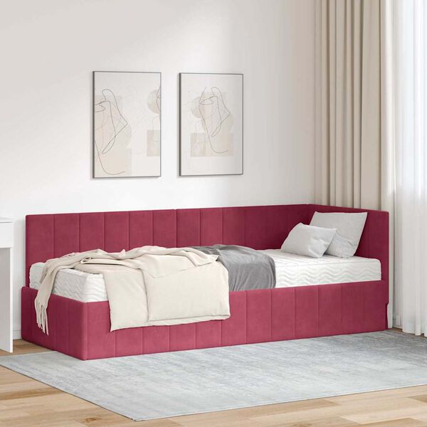 vidaXL Rohov&yacute; r&aacute;m postele s matracom 2 pcs Zelen&aacute; Zamat