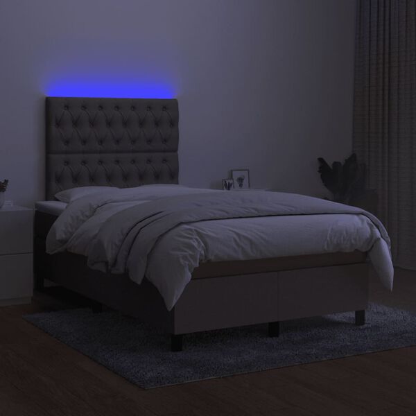 vidaXL Boxspring posteľ s matracom a LED sivohned&aacute; 120x190 cm l&aacute;tka