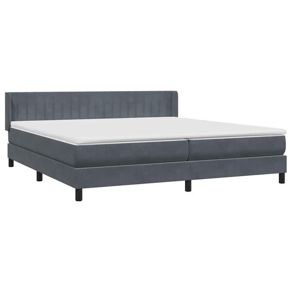 vidaXL Box Spring Posteľ s matracom Tmavosiv&aacute; 180x220 cm Zamat