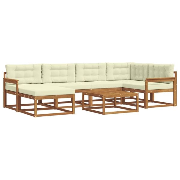 vidaXL Z&aacute;hradn&aacute; s&uacute;prava gaučov s vank&uacute;&scaron;om 7 pcs Pr&iacute;rodn&aacute; a kr&eacute;mov&aacute;