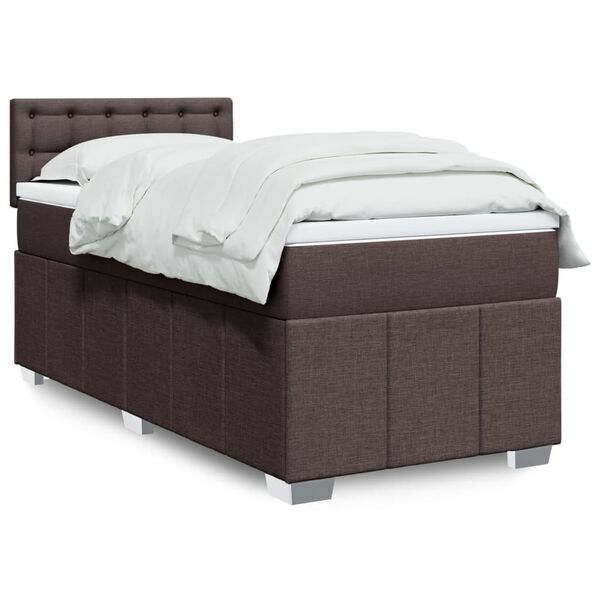 vidaXL Boxspring posteľ s matracom tmavohned&aacute; 90x190 cm l&aacute;tka
