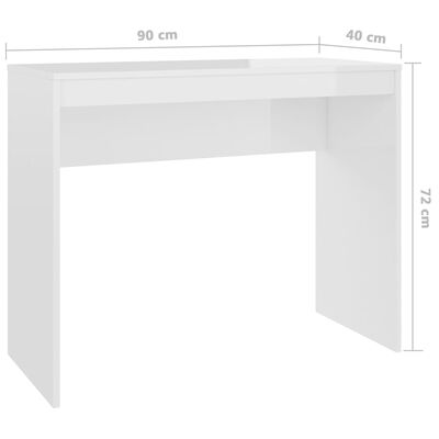 vidaXL Písací stôl, lesklý biely 90x40x72 cm, kompozitné drevo