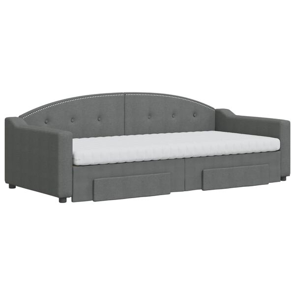 vidaXL Rozkladacia denn&aacute; posteľ so z&aacute;suvkami tmavosiv&aacute; 90x200 cm l&aacute;tka