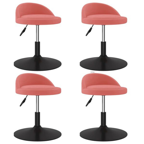 vidaXL Otočn&eacute; jed&aacute;lensk&eacute; stoličky 4 ks ružov&eacute; zamatov&eacute;
