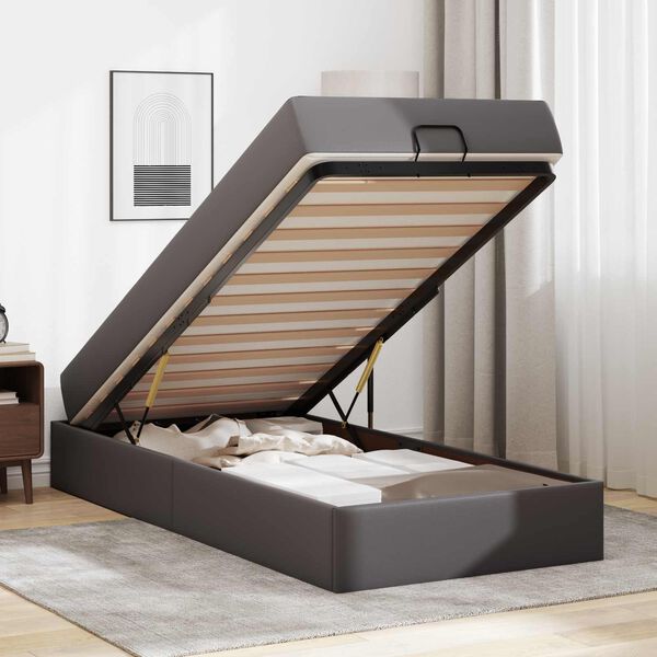 vidaXL R&aacute;m postele s matracom s matracmi 2 pcs Siv&aacute; PVC