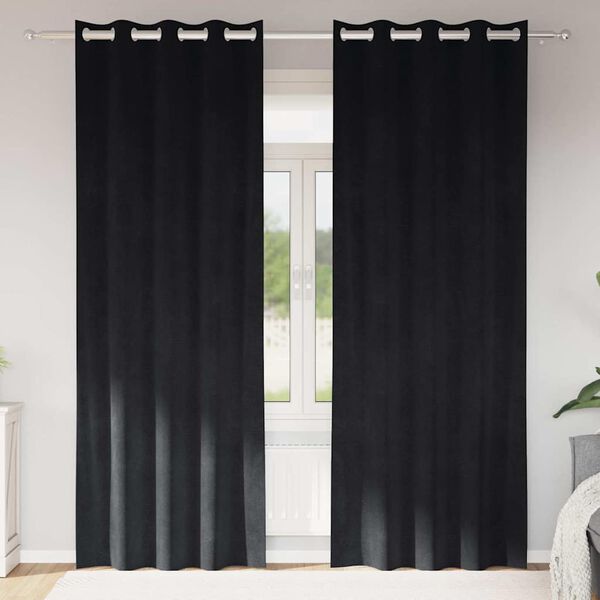 vidaXL Zatemňovacie z&aacute;vesy 2 pcs Čierna 140 x 260 cm Zamat