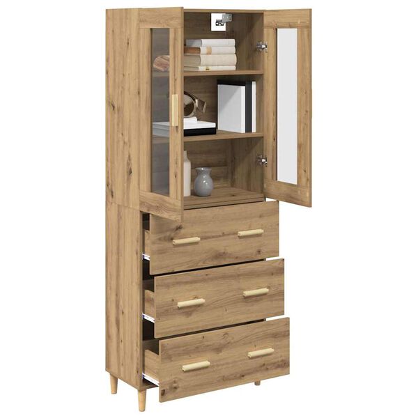vidaXL Highboard so z&aacute;suvkou Remeseln&yacute; dub 69,5 x 34 x 180 cm