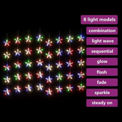 vidaXL LED svetelný záves s hviezdami 200 LED farebný 8 funkcií
