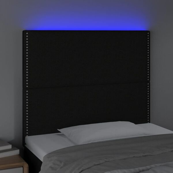 vidaXL Čelo postele s LED čierne 90x5x118/128 cm l&aacute;tka