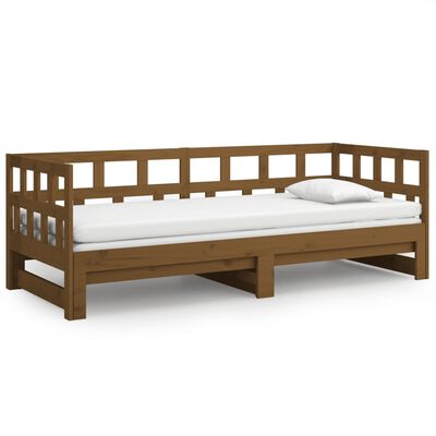 vidaXL Rozkladacia denná posteľ medová borovicový masív 2x(90x190) cm