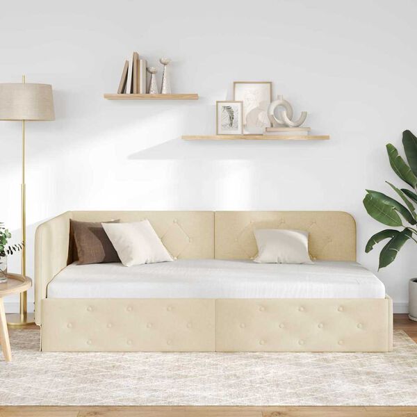 vidaXL Rohov&yacute; r&aacute;m postele s čelnou doskou Kr&eacute;mov&aacute; 90 x 200 cm l&aacute;tka