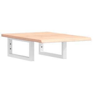 vidaXL Polica pod umývadlo, nástenná, oceľ a dubový masív