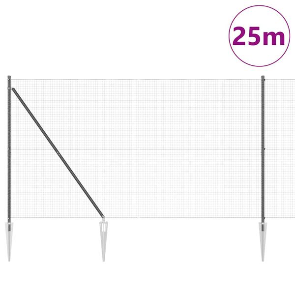 vidaXL Stĺp na plot. Siv&aacute; 25 x 1,5 m (25 x 25 mm mriežka) Oceľ